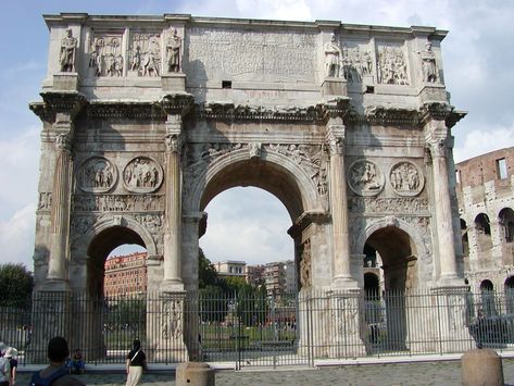 Arch of Constantine – Photo Archive Arch Of Constantine Drawing, Antoninus Pius, Arch Of Constantine, Triumphal Arch, Constantine The Great, Palatine Hill, Arch Drawing, Corinthian Column, Drawing Aesthetic