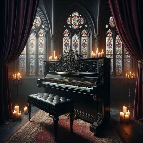 Gothic Piano, Glass Conservatory, Old Piano, Upright Piano, Musical Instruments, Stained Glass, Piano, Musical, Stain