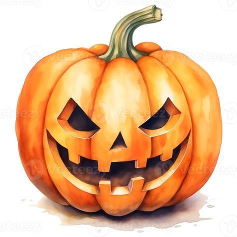 Watercolor Halloween Jack O Lantern pumpkin isolated. Cut out illustration. AI Generated Halloween Pumpkin Illustration, Jack O Lantern Illustration, Jack O Lantern Drawing, Lantern Drawing, Lantern Illustration, Pumpkin Pictures, Pumpkin Illustration, Jack O Lantern Pumpkin, Jack O Lanterns