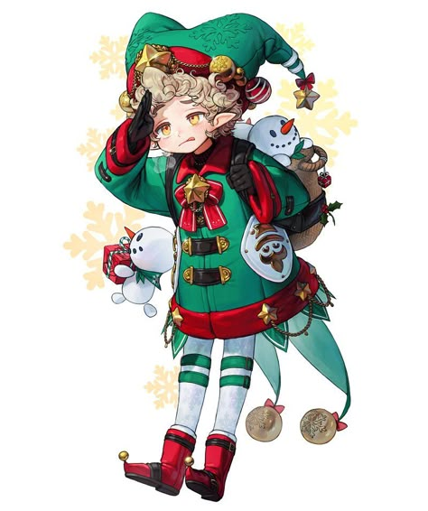 Elf Drawings, Elf Characters, Elf Art, Anime Christmas, A Silent Voice, Christmas Characters, Christmas Drawing, 영감을 주는 캐릭터, Character Design References