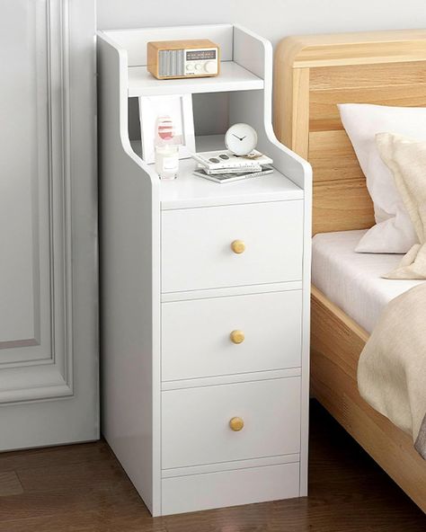 Amazon.com: Ultra Narrow Bedside Table Modern Minimalist Ultra-Narrow Nightstand Small Bedroom Simple Storage Cabinet Narrow Side Mini Bedside Cabinet, 20cm/25cm/30cm (Color : W20cm-E-3) : Home & Kitchen Small Bedroom Hacks, Bedside Table Simple, Simple Modern Bedroom, Bedside Table Modern, Narrow Bedside, Narrow Bedside Table, Narrow Nightstand, Simple Bedside Tables, Bedroom Hacks