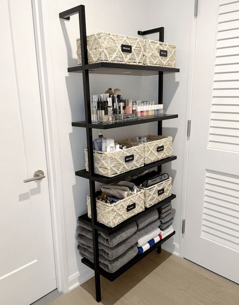 Hair Care Organization, Tall Cabinet With Doors, Best Storage Beds, Wooden Bins, Organizing Makeup, Tips For Organizing, Care Organization, How To Roll Towels, Linen Closet Organization