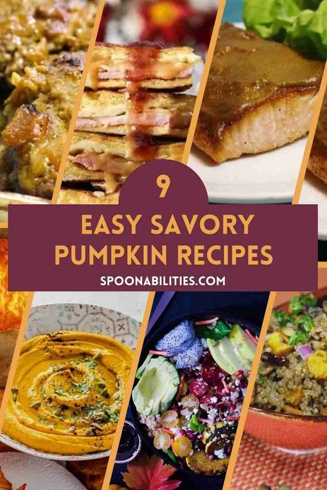 9 Easy Savory Pumpkin Recipes you will want to try, like pumpkin hummus, honey mustard glaze on salmon, monte cristo sandwhich, and roasted pumpkin bisque. Breakfast, lunch or dinner, pumpkin goes with everything. Thanksgiving Pumpkin Recipes, Fresh Pumpkin Recipes, Whole Pumpkin, Pumpkin Recipes Dinner, Pumpkin Pasta Sauce, Savory Pumpkin, Recipes Pumpkin, Savory Pumpkin Recipes, Pumpkin Dishes