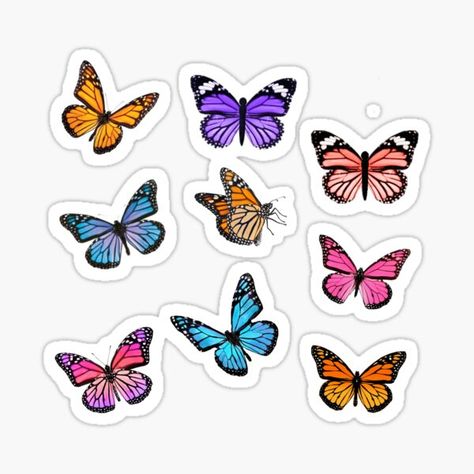 Butterfly Aesthetic Design, Butterfly Stickers Aesthetic, Cute Butterfly Stickers, Butterfly Stickers Printable, Sticker Set Aesthetic, Tiktok Stickers, Butterfly Scrapbook, Butterflies Stickers, Stickers To Print