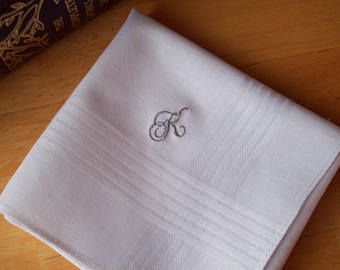 Script Initial, Handkerchief Men, Embroidered Handkerchief, Men's Fashion, Initials, Embroidery, Handmade Gift, Sewing, Trending Outfits