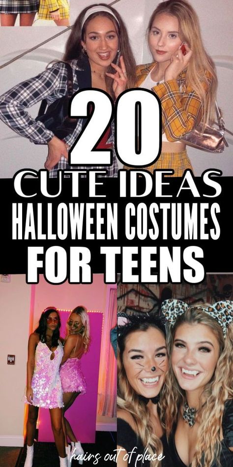 Here you’ll find cute Halloween costumes for teens and DIY teen costumes that will have you Halloween ready in no time! For you or your bestie, get inspired with these 20 awesome Halloween costumes for teens! Halloween Costumes Cute Teenage Girl, Cute Halloween Costumes Teenage Girl, Cute Halloween Costume Ideas For Teens, Cute Teen Halloween Costumes Ideas, Halloween Costumes For Teens Girls Cute, Teen Girl Costume Ideas, Teen Costumes For Halloween, Cute Costume Ideas For Teens, Simple Halloween Costumes For Teens