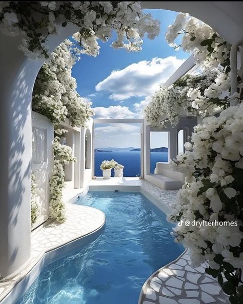 Greece Homes, Mykonos Villas, Indoor Swimming Pool, Mykonos Island, Resort Design, Indoor Swimming, Unique Architecture, Dream Travel Destinations, Dream Home Design