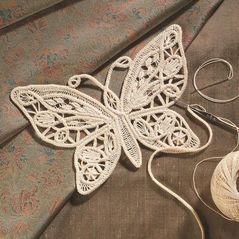 What is Romanian Cord? | PieceWork Romanian Point Lace, Butterfly Project, Romanian Lace, Crochet Butterfly Pattern, Bruges Lace, Crochet Unique, Crochet Sun Hat, Point Lace, Crochet Butterfly