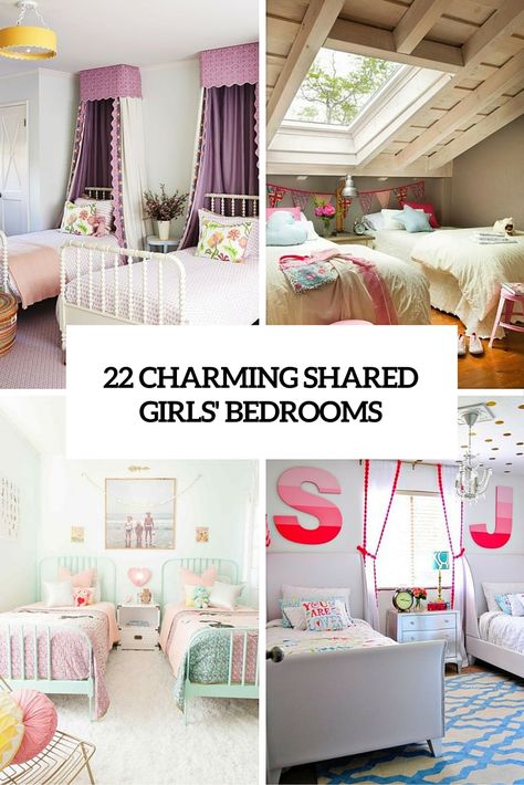 22 charming shared girls bedrooms cover Sister Shared Bedroom Ideas, Sister Bedroom Ideas Shared Rooms, Shared Girls Room Sisters, Girls Bedroom Ideas Shared Sisters, Girls Bedroom Ideas Shared, Sisters Shared Bedroom, Light Pink Bedrooms, Shared Girls Room, Creative Kids Rooms