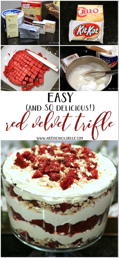 Red Velvet Trifle, Desserts Nutella, Trifle Bowl Recipes, Trifle Cake, Trifle Dessert Recipes, Easy Red Velvet, Red Velvet Desserts, Brownie Trifle, Smores Dessert