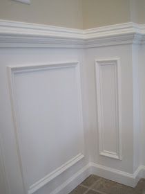 Designed To Dwell: Tips for Installing Chair Rail & Wainscoting Chair Rail Wainscoting, Diy Chair Rail, Dining Room Chair Rail, Chair Rail Ideas, Hallway Chairs, Installing Wainscoting, Chair Rail Moulding, Bathroom Chair, Dining Room Wainscoting