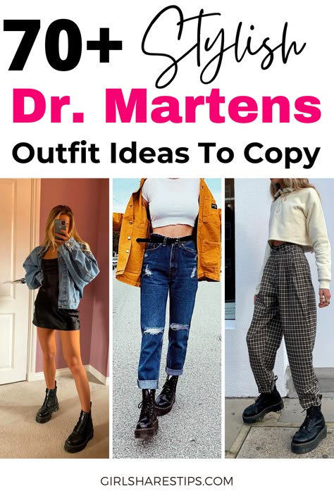 70+ Trendy Doc Martens outfit Ideas To Copy. | Dr. Martens Outfit | Outfits With Doc Martens | Boots outfits | trendy outfits | black boots | boots outfit ideas | fall outfits | fall outfit | fall dresses | fall dress outfit | fall winter outfit | fall outfits women | fall outfits black girl | fall outfits aesthetic | fall outfits ideas | fall outfits for school | fall outfits college | sweaters | cardigans | skirts | casual pant | suits | fall style trends | fall fashion | casual winter outfits How To Dress Dr Martens Outfit, Dr Martens Boots Women Outfits Casual, Outfit Ideas For Doc Martens, Work Outfits Women Doc Martens, Dr Marten Outfits Winter, 90s Fashion Doc Martens Outfit, Dr Martens Outfit Winter 2023, Dr Marten Concert Outfit, 80s Doc Martens Outfit