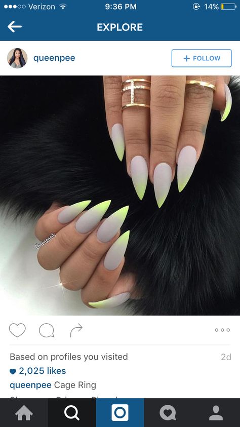 Grey neon lime green nails Lime Green Nails, Squoval Nails, Gray Nails, Super Nails, Neon Nails, Hot Nails, Nailed It, Matte Nails, Gorgeous Nails