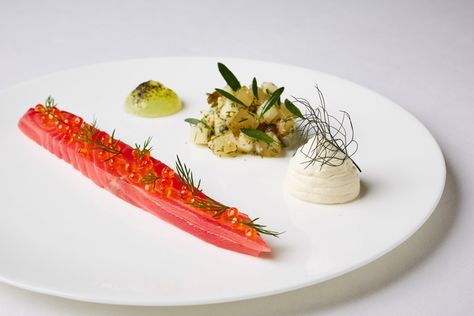 Salmon Fine Dining, Fish Starter Recipes, Side Of Salmon, Fresh Horseradish, Cured Salmon, Pickled Cucumber, Horseradish Cream, Lake Hotel, Great British Chefs