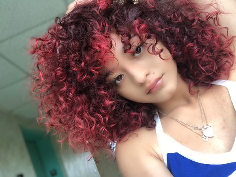 Under Dyed Hair Curly, Dyed Hair Curly, Under Dyed Hair, Hair Dyed Red, Curly Hair Dyed, Wave Brush, Hair Goal, Dyed Curly Hair, Hair Dyed