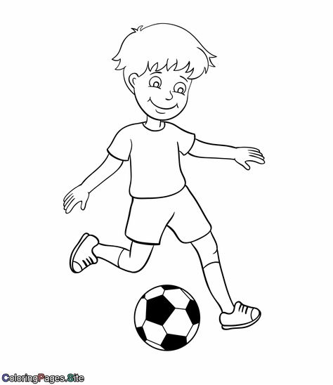 A boy is kicking a soccer ball coloring page Aesthetic Colouring Pages Printable, Ball Coloring Pages, Kids Playing Football, Kicking A Ball, Basketball Drawings, Sports Coloring Pages, Football Drawing, Boys Soccer, Ball Drawing