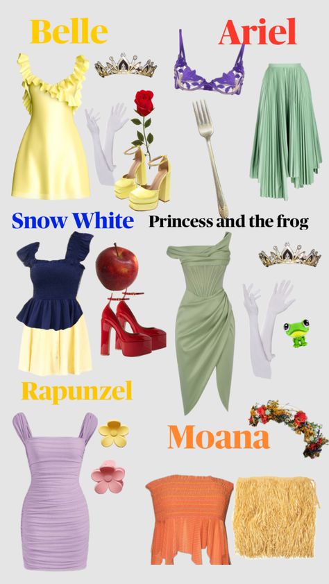 Princess group costume #princess #belle #halloweencostume #beautyandthebeast #princesshalloween #bellehalloween #halloween Disney Princess Halloween Costumes, Dresses And Shoes, Halloween Duos, Cute Group Halloween Costumes, Disney Princess Costumes, Classy Halloween Costumes, Matching Halloween Costumes, Costume Princess, Disney Princess Outfits