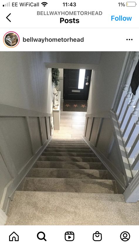 Enclosed Staircase Ideas Entryway, Enclosed Stairwell Decorating Ideas, Enclosed Hallway Ideas, Enclosed Staircase Panelling, Narrow Closed Staircase Ideas, Enclosed Stairs Ideas, Enclosed Staircase Makeover, Half Landing Staircase Ideas, Closed In Staircase