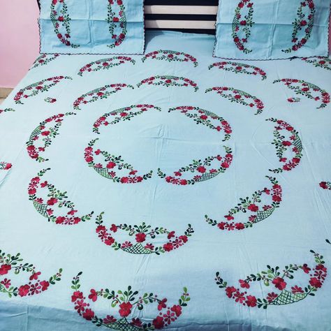 Hand embroidery bedsheet cotton fabric bedsheet Queen size double bedsheet with two pillow cover 90*105 Sky blue color 1400/- free shipping all over india No cash on delivery 7710863253 #reels #handembroiderybedsheet #handembroidery #handembroidered #handmadecrafts #handloom #gift #giftideas #bedsheetgift #like #fyp #likesforlike #follow #kathawork Hand Embroidery Bedsheet, Embroidery Bedsheet, Sky Blue Color, Cash On Delivery, Queen Size, Handmade Crafts, Bed Sheets, Flower Painting, Hand Embroidered