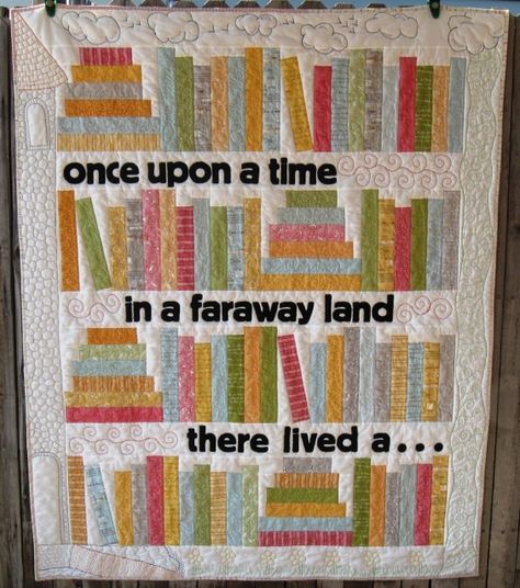 Read With Me Quilt « modafabrics Library Quilts, Bookshelf Quilts, Bookcase Quilts, Bookshelf Quilt, Bookcase Quilt, Creative Quilting, Read With Me, Story Quilt, Moda Bake Shop