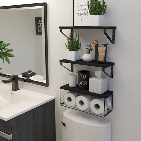 Great bathroom decor find, easy for any non-experinced installer. Add a little texture to your bathroom and a great way to add stylish storage. Floating Shelves For Bathroom, Bathroom Floating Shelf, Shelf With Baskets, Shelf For Wall, Shelves For Bathroom, Shelf For Bathroom, Bathroom Accessories Design, Modern Floating Shelves, Shelves Floating