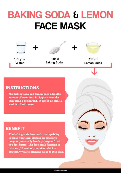 The baking soda and lemon face mask function to balance pH level of your skin, which is extremely vital to maintain clear and even skin Baking Soda Lemon Juice, Face Mask For Glowing Skin, Mask For Glowing Skin, Lemon Face, Baking Soda Face Mask, Avocado Cake, Lemon On Face, Lemon Face Mask, Cake Easter