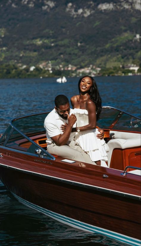 @Aka Obeng-Akrofi Boat Engagement Photos, Engagement Photo Shoot Poses, Boat Photoshoot, Proposal Photoshoot, Lake Photoshoot, Italy Honeymoon, Lake Como Wedding, Black Love Couples, Future Wedding Plans