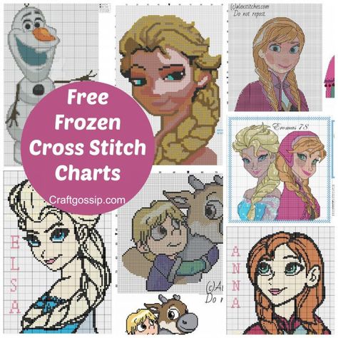 free-frozen-disney-anna-elsa-olaff-kristoff-sven-patterns-charts-cross-stitch-embroidery Frozen Cross Stitch, Frozen Pattern, Tema Disney, Disney Cross Stitch Patterns, Pull Bebe, Cross Stitch For Kids, Anna Elsa, Disney Cross Stitch, Frozen Disney