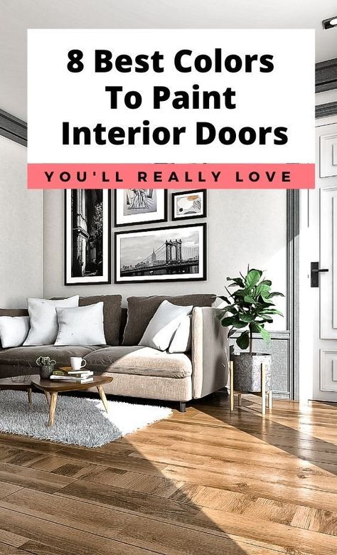 Hall Door Color Ideas, Paint Inside Door Ideas, Interior Door Frame Painting Ideas, Painted Wood Doors Interior, Painting Interior Doors Gray, Best Gray Paint For Interior Doors, Paint Colors For Doors And Trim, Trim And Door Colors Interior Sherwin Williams, Interior Door Paint Colors Farmhouse