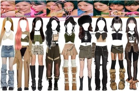 Twice Outfits Inspired, Gg Outfits, Outfit Concert, Kpop Fits, Squad Outfits, Kpop Concert Outfit, Green Outfits, Pop Outfits, Kpop Concert