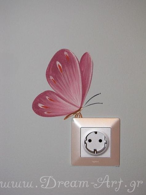 Wall decor ideas Butterfly Drawing On Wall, Butterfly Wall Drawing, Wall Painting Flowers Simple, Switch Board Art Ideas Room Decor, Lightswitch Ideas Painting, Switchboard Painting, Switch Board Painting, Switch Board Art, Wall Painting Ideas Creative