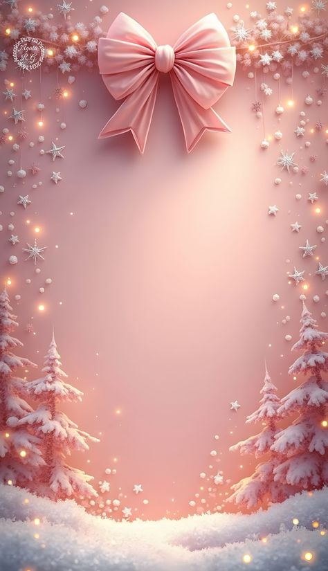 Iphone Wallpaper Girly Christmas, Christmas Pink Bow Wallpaper, Wallpaper For Ipad Christmas, Winter Bow Wallpaper, Merry Christmas Background Images, Christmas Bow Wallpaper Iphone, Cute Christmas Ipad Wallpaper, Christmas Pink Background, Christmas Bow Background