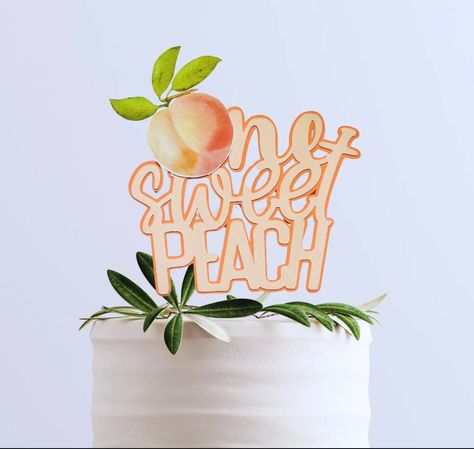 cake topper one sweet peach cake decoration first birthday party Peach Cake Decoration, One Sweet Peach Cake, One Sweet Peach, Peach Items, Wedding Straws, Peach Birthday, Peach Baby Shower, Favor Cups, Peach Cake