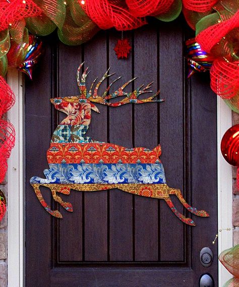 Country Quilted Reindeer Door Hanger Reindeer Door, Holiday Mantel, Nostalgic Gifts, Inflatable Decorations, Country Quilts, Wood Door Hangers, Star Tree Topper, Hanger Wall, Holiday Door