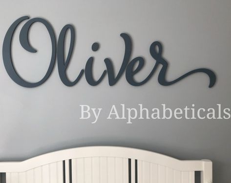 Alphabeticals Wooden Letters for Nursery Wall Letters Name Sign for Nursery Boy Girl Name Signs Name Letters LARGE Script Oliver Over Crib Decor, Nursery Name Sign Girl, Wooden Letters For Nursery, Baby Room Signs, Letters For Wall Decor, Letters For Wall, Baby Name Letters, Name Sign For Nursery, Crib Decor