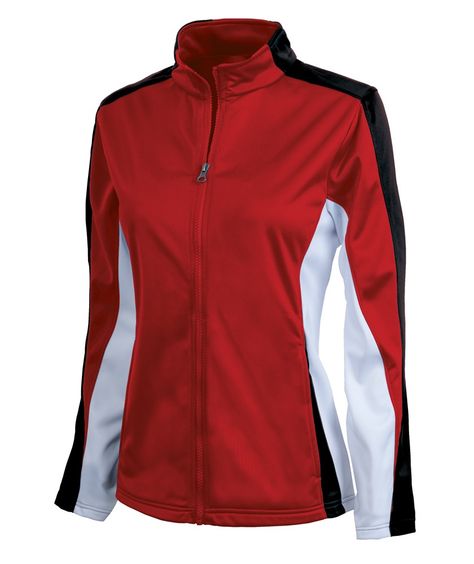 Charles River Apparel Style 4494 Girls' Energy Jacket - Red/Black/White #redjacket #girlsjacket #charlesriverapparel Dance Jackets, Team Unity, Coach Jackets, Light Exercise, Charles River, Active Jacket, Colour Blocking, Fitness Wear, Girl Coat