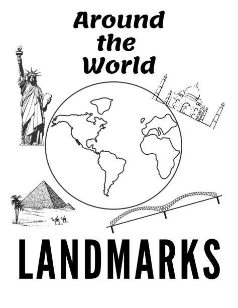 Around the World Landmark Worksheets Around The World Worksheets, Tracing Names, Social Studies Activities Middle School, World Landmarks, Schools Around The World, Country Studies, Name Tracing, Social Studies Worksheets, Kindergarten Worksheets Printable