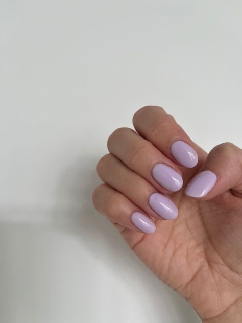 End of summer nails. I'm not ready for fall colours (😭). Biogel w/ shellac Shellac On Short Nails, Purple Shellac Nails, Short Nails Shellac, End Of Summer Nails, Light Purple Nails, Fall Colours, Shellac Nails, Ready For Fall, Not Ready