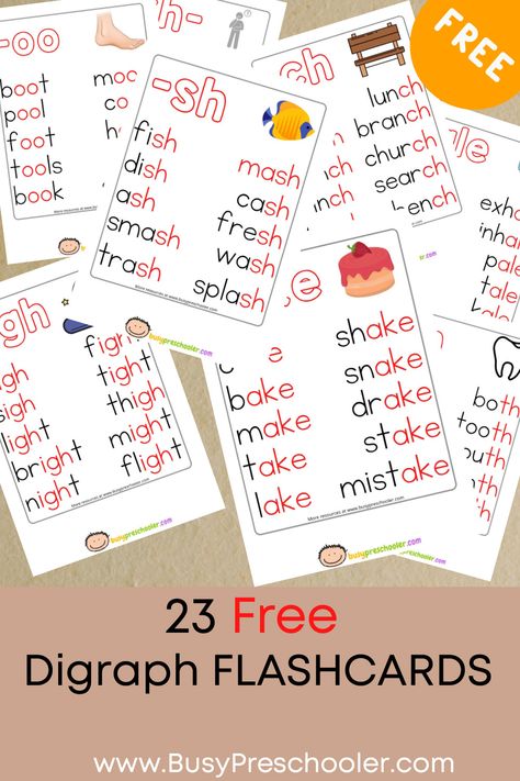 Use these free phonics flashcards for teaching to read words with digraphs. There are 23 digraph cards included in the downloadable file. Reading Cards For Kindergarten, Digraph Flashcards Free, Diagraphs Kindergarten Free, Jolly Phonics Printable Flashcards, Digraph Printables, Phonics Flashcards Free Printable, Teaching To Read, Phonic Book, Digraphs Kindergarten