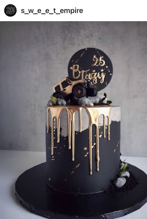 Black And Gold Birthday Cake, Black And Gold Birthday, Modern Birthday Cakes, Candy Birthday Cakes, Chocolate Cake Designs, Cake For Husband, Gold Birthday Cake, Unique Birthday Cakes, Sweet 16 Birthday Cake