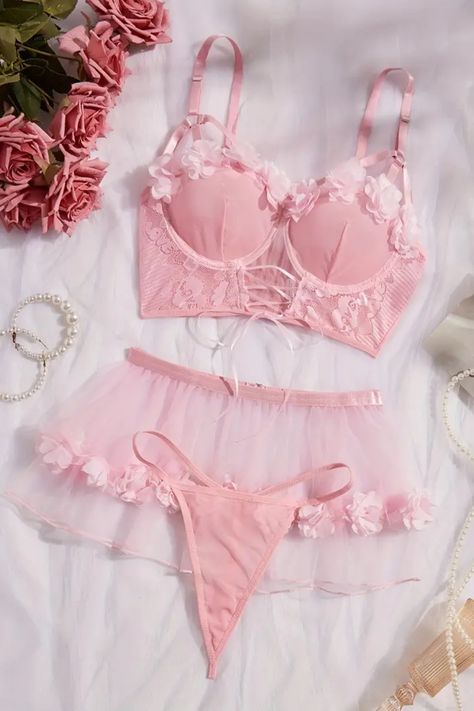 Set Lingerie | Pink Set Lingerie | Cute Set Lingerie | Lencería Rosa Pastel