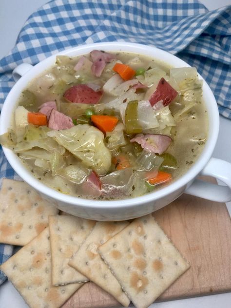 Hearty Cabbage and Ham Soup | Allrecipes Cabbage And Ham Soup, Soups Winter, Cabbage And Ham, Seasonal Soups, Gf Soups, Ham And Cabbage Soup, Ham And Cabbage, Ham Soup Recipes, Ham Dishes