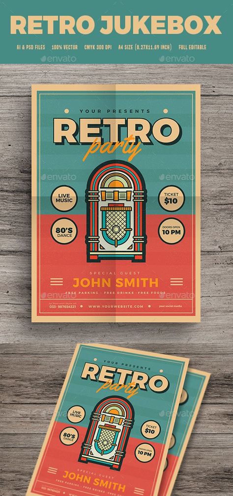 Jukebox Illustration, Retro Template, Architecture Brochures, Photography Brochure, Proposal Design, Retro Graphic Design, Club Dance, Festival Flyer, Song Download