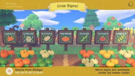 Animal Crossing Garden Codes, Crop Farming, Acnh Cottagecore, Animal Crossing Guide, Crossing Sign, Animal Crossing Wild World, Path Design, Island Theme, Qr Codes Animal Crossing