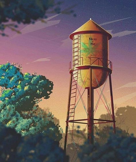 That 70’s Show artistic rendering Fez makes a bold statement… on the Pointe Place water tower shared to groups 10/15/22 Fez That 70s Show, Gravity Falls Cartoon, That 70s Show Aesthetic, Hippie Background, 70 Show, 70s Show, Marshall Lee, Nick Miller, That 70s Show