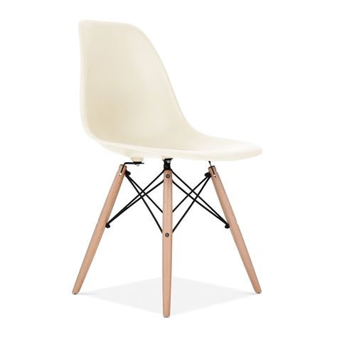 Charles Eames Off White DSW Chair Pink Office Chair, Chair Cafe, Dsw Chair, Chaise Restaurant, Funky Chairs, Dining Room Table Chairs, Plastic Dining Chairs, Comfortable Office Chair, Eames Chairs