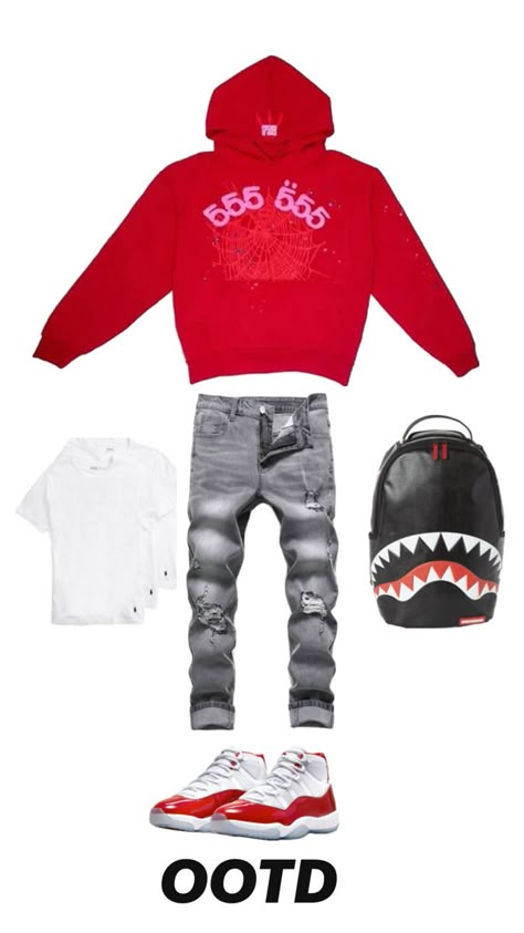 Cherry 11s Outfit, 11s Outfit, Hood Drip, Stem Outfits, Boyfriend Outfits, Cherry 11s, Style Ideas For Men, Goth Grunge Outfits, High School Fits