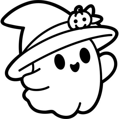 Ghost With Witch Hat, Skeleton Cute, Simple Ghost, A Witch, The Ghost, The Witch, Cute Ghost, Witch Hat, The Scene