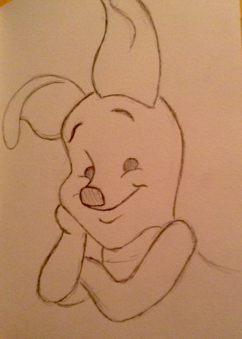 Piglet 2017 Drawing Ideas Winnie The Pooh, Piglet Sketch, Disney Drawings Easy, Pooh Easy Drawing, Piglet Drawing Sketches, Whinne Pooh Drawings, Piglet Canvas Painting, Piglet Drawing, Disney Character Drawings