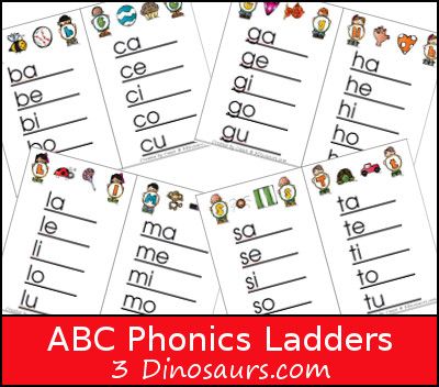 ABC Phonics Ladders - 3Dinosaurs.com Cvcc Words, Word Ladders, Reading Printables, 3 Dinosaurs, Abc Phonics, Phonics Free, Letter Tiles, Learning Printables, Phonics Kindergarten